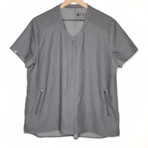Figs Womens Size L Limbe Pintuck Scrub Top Grey Technical Collection W19SW1017
